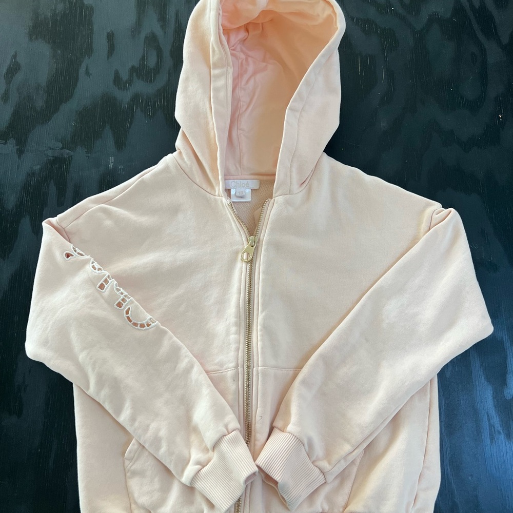 Chloe Cream Sweatshirt with Hood and Zipper